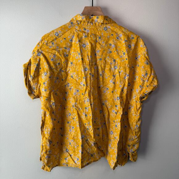 Rachel Zoe Women's Floral Linen Collared Blouse Mustard Yellow Size Large - Picture 5 of 5